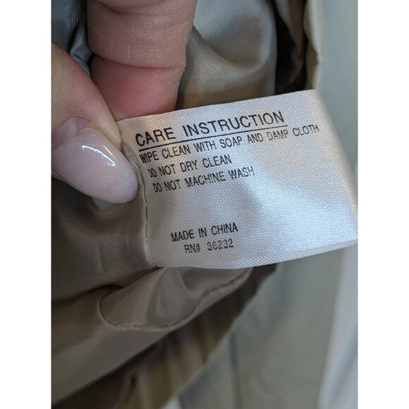 Vintage GIACCA Women's Size Large Y2K Short Beige Closet Staple Trench Coat - Picture 6 of 8